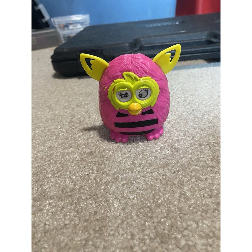 Hasbro McDonalds Furby Boom Pink Yellow Black Stripes 2013 Happy Meal Toy Figure
